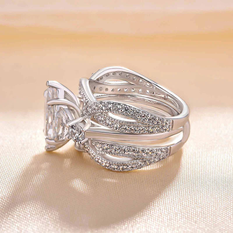 Gorgeous Marquise Cut Insert Bridal Set For Women In Sterling Silver Shineofidamond