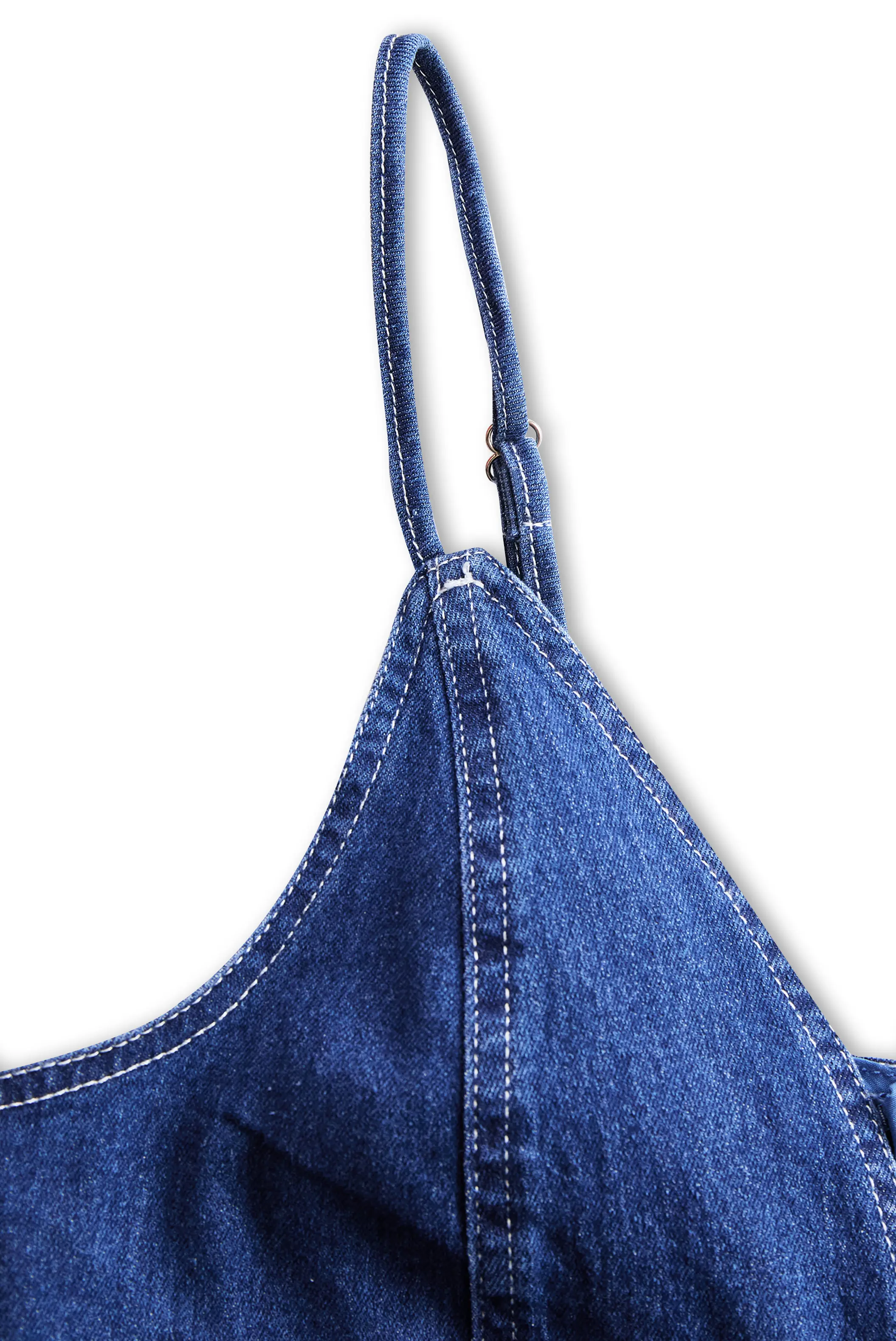 Dark Indigo Sleeveless Fitted Denim - Midi Dress CASA LARO