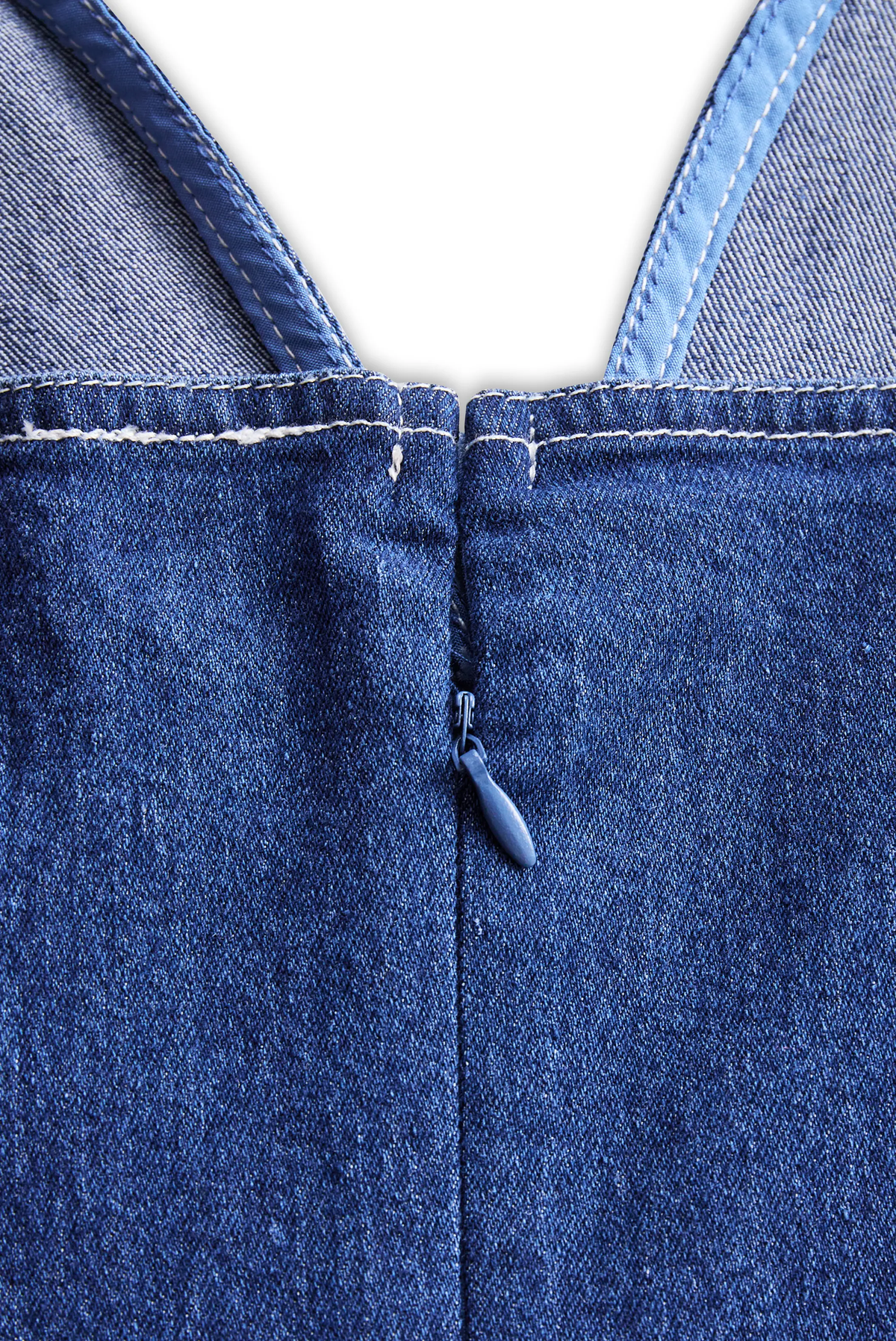 Dark Indigo Sleeveless Fitted Denim - Midi Dress CASA LARO