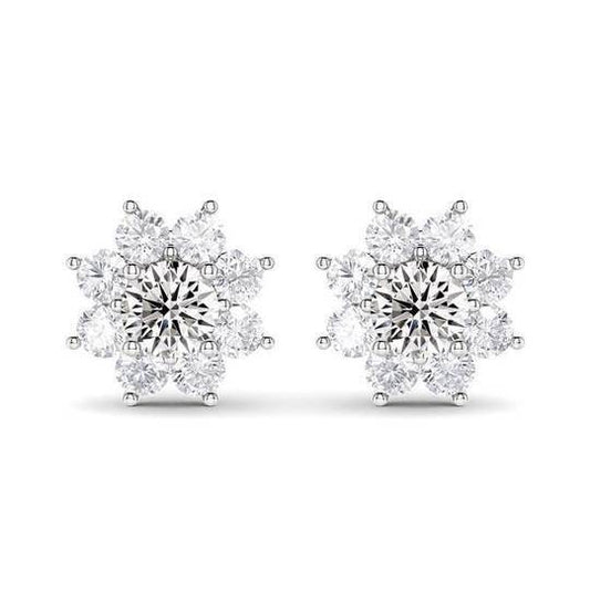 Flower Design Stud Earrings Shineofidamond