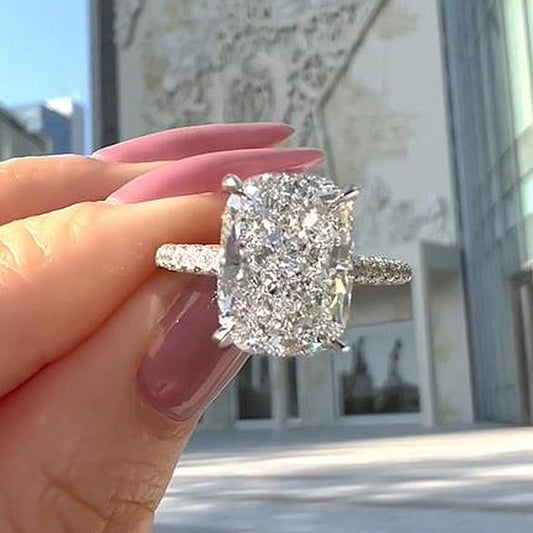 Gorgeous Cushion Cut Engagement Ring In Sterling Silver Shineofidamond