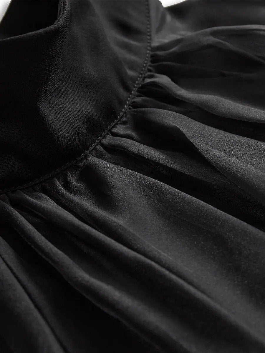 Elegant Black High-Neck Sheer Chiffon - Blouse CASA LARO