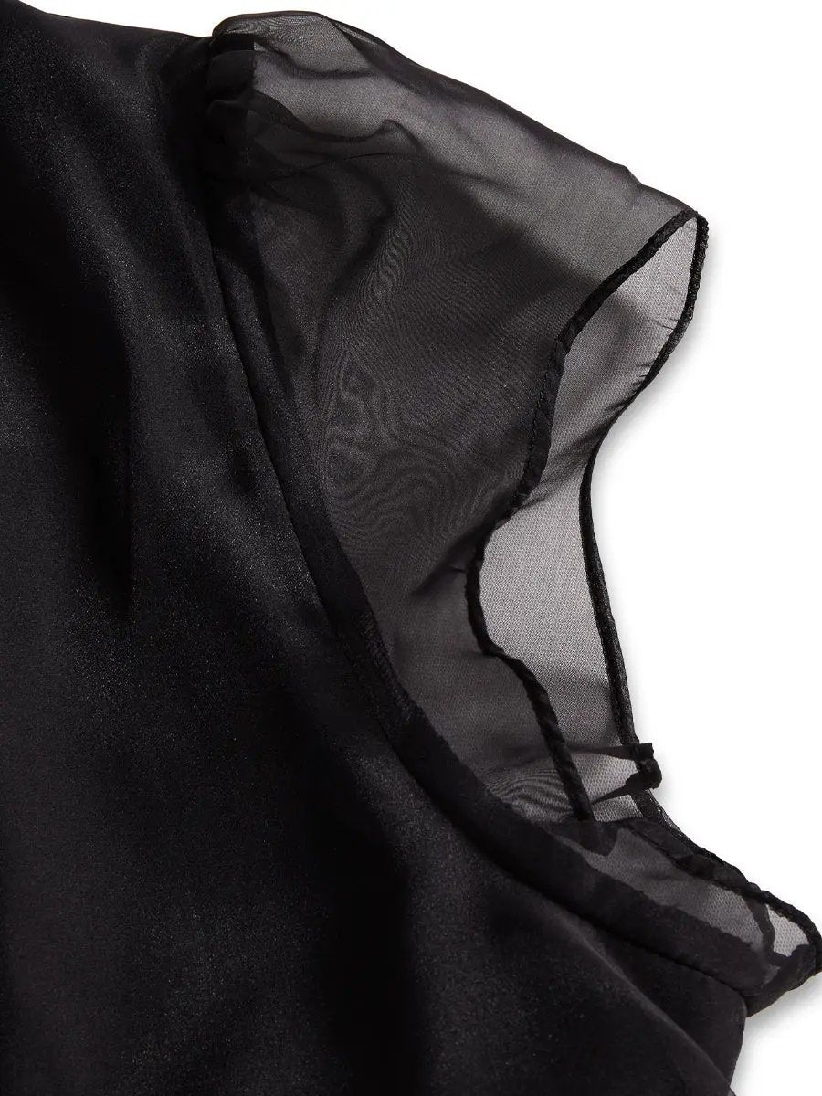 Elegant Black High-Neck Sheer Chiffon - Blouse CASA LARO