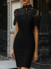 Elegant Black Lace Overlay - Cocktail Dress CASA LARO
