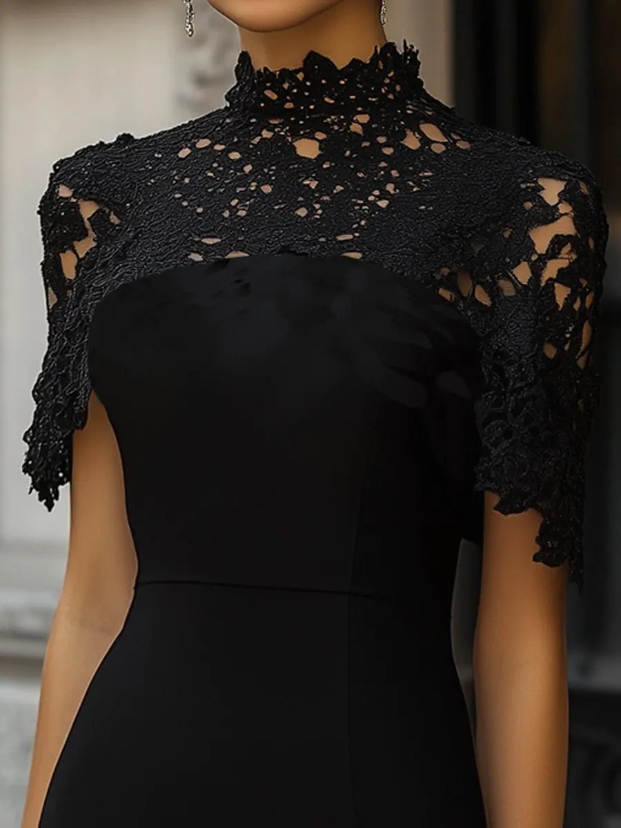 Elegant Black Lace Overlay - Cocktail Dress CASA LARO