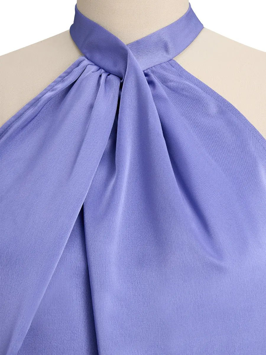 Elegant Cross-Neck Gathered Satin - Blouse CASA LARO