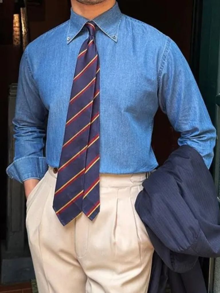 Elegant Denim Shirt - Casa  Laro CASA LARO