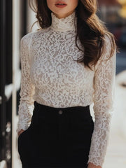 Elegant Floral Lace High-Neck - Blouse CASA LARO