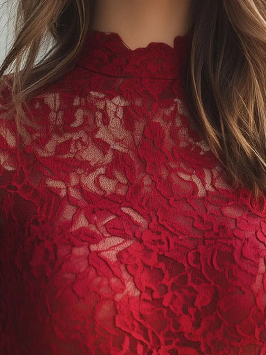 Elegant Floral Lace High-Neck - Blouse CASA LARO