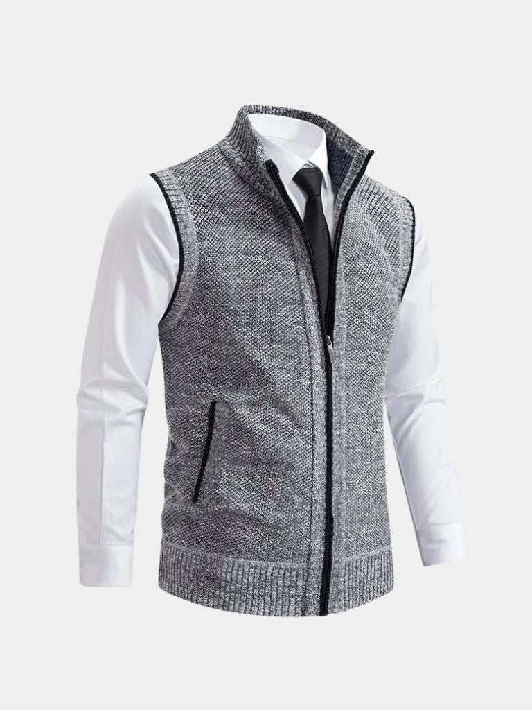 Elegant Full-Zip Sweater Vest - Casa  Laro CASA LARO
