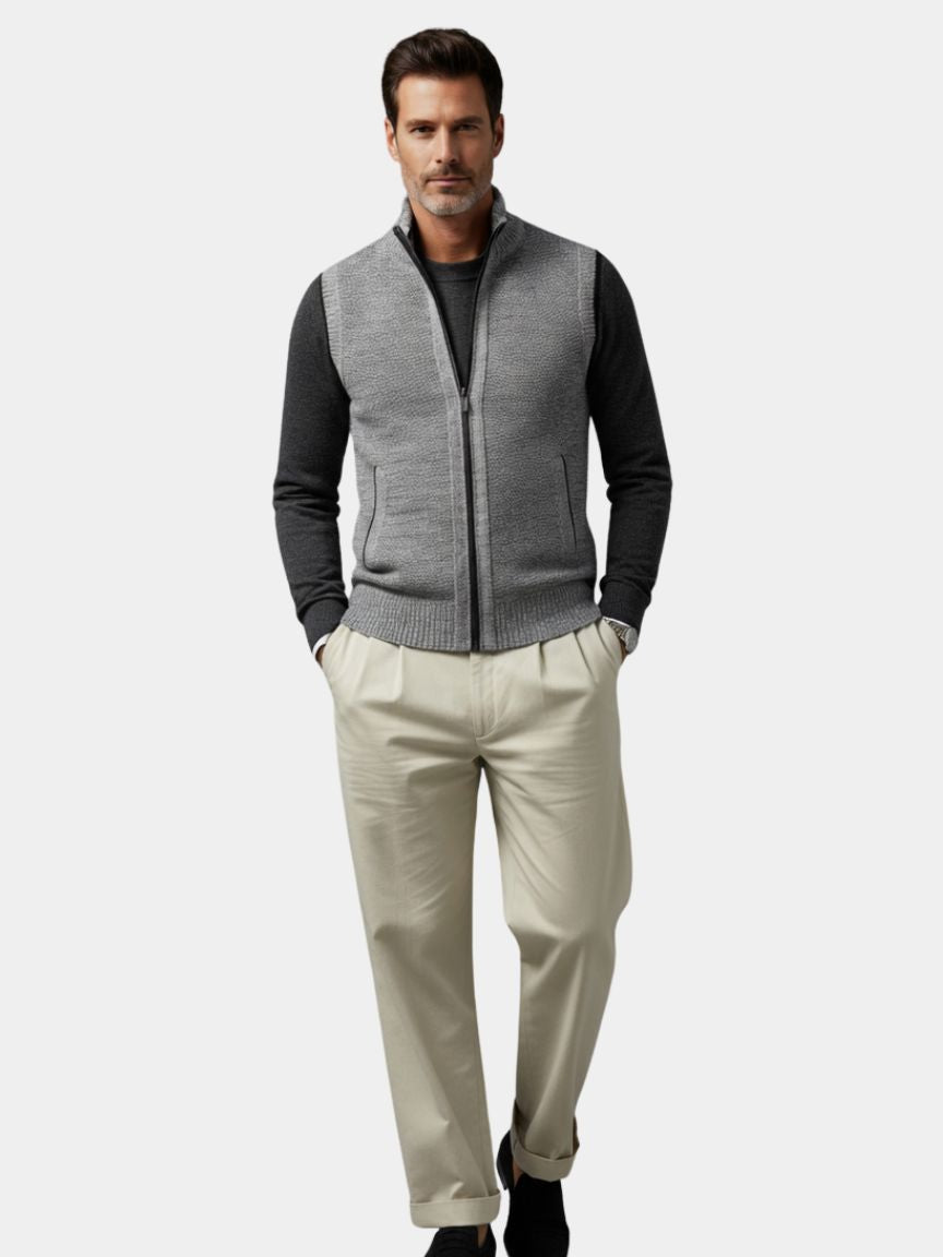 Elegant Full-Zip Sweater Vest - Casa  Laro CASA LARO