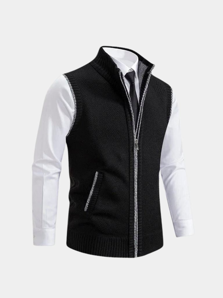 Elegant Full-Zip Sweater Vest - Casa  Laro CASA LARO