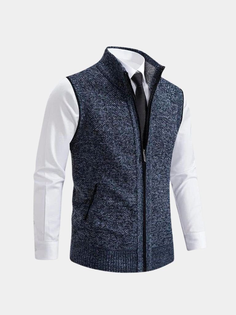 Elegant Full-Zip Sweater Vest - Casa  Laro CASA LARO