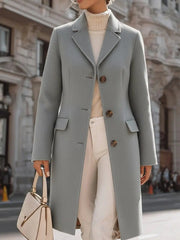 Elegant Grey Tailored Wool Coat With Sophisticated Comfort Fit - Coat CASA LARO