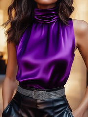 Elegant High-Neck Silky Satin - Women's Top CASA LARO