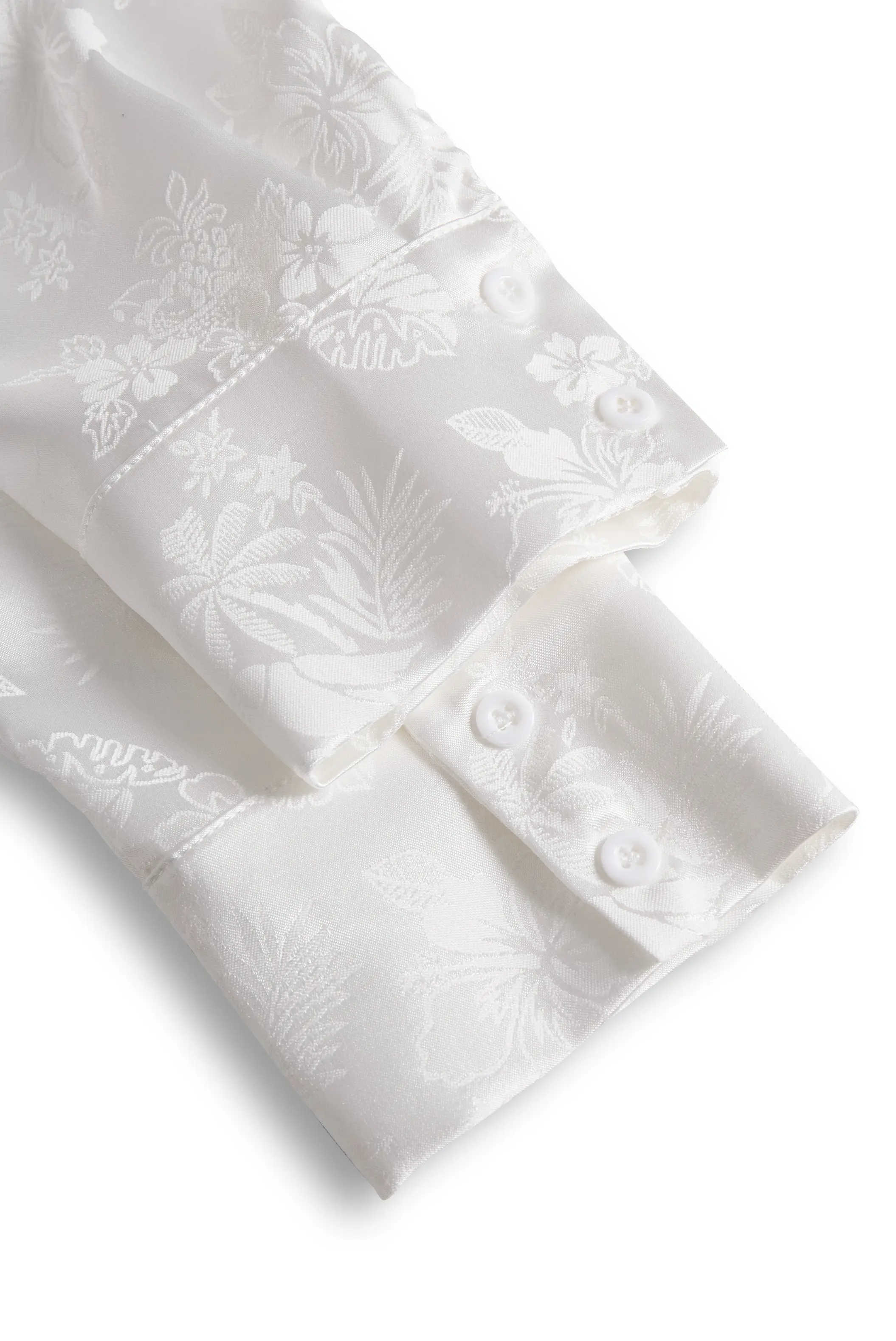 Elegant Ivory Satin Jacquard - Women's Shirt CASA LARO