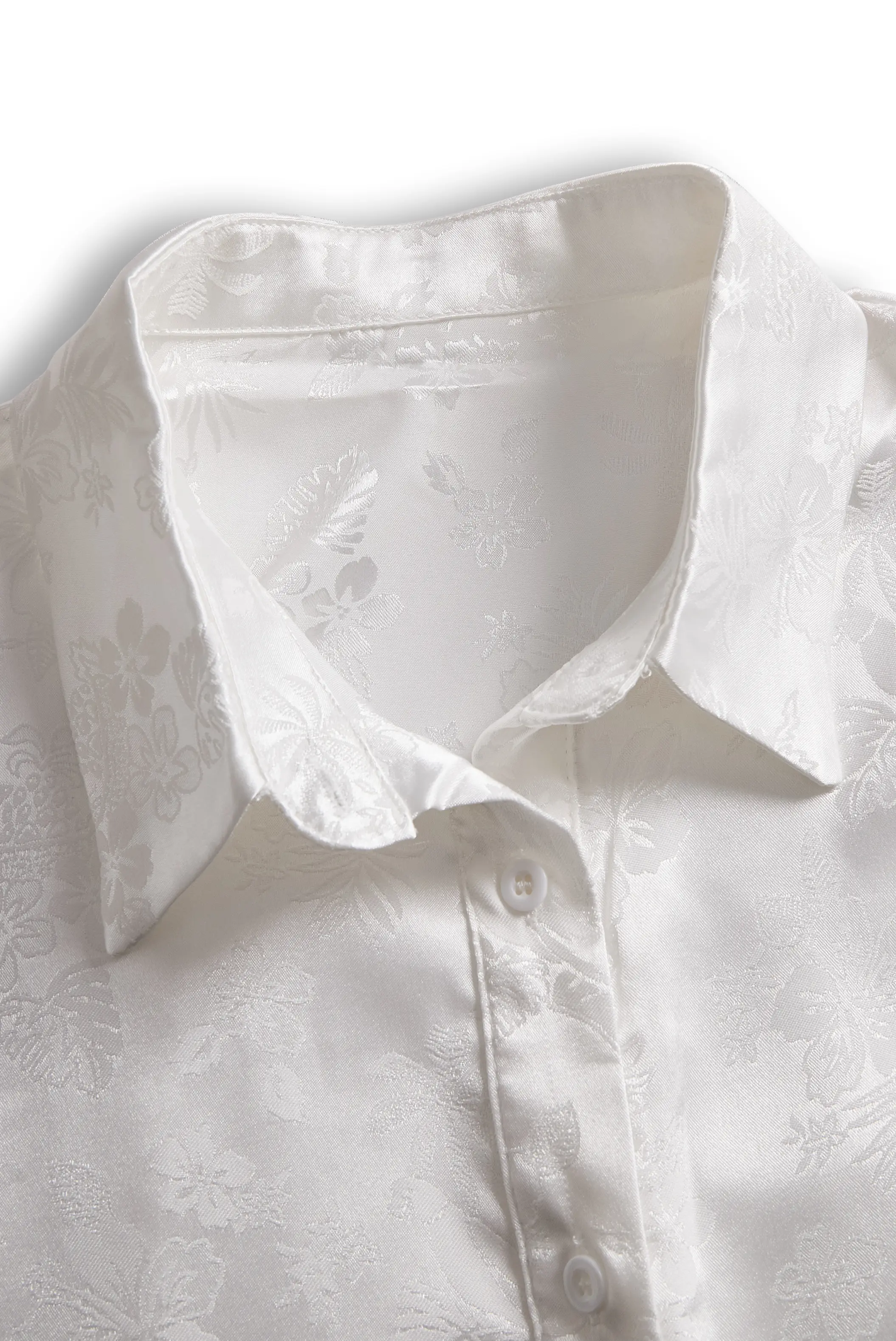 Elegant Ivory Satin Jacquard - Women's Shirt CASA LARO