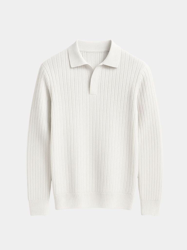Elegant Open Collar Long Sleeve Polo - Casa  Laro CASA LARO