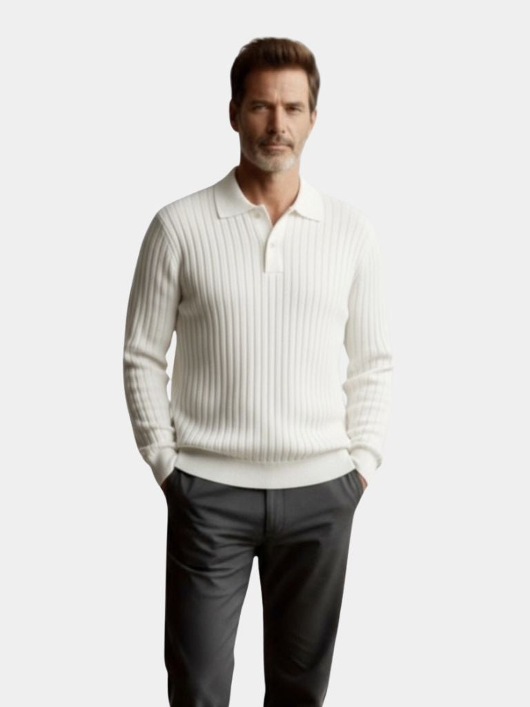 Elegant Open Collar Long Sleeve Polo - Casa  Laro CASA LARO