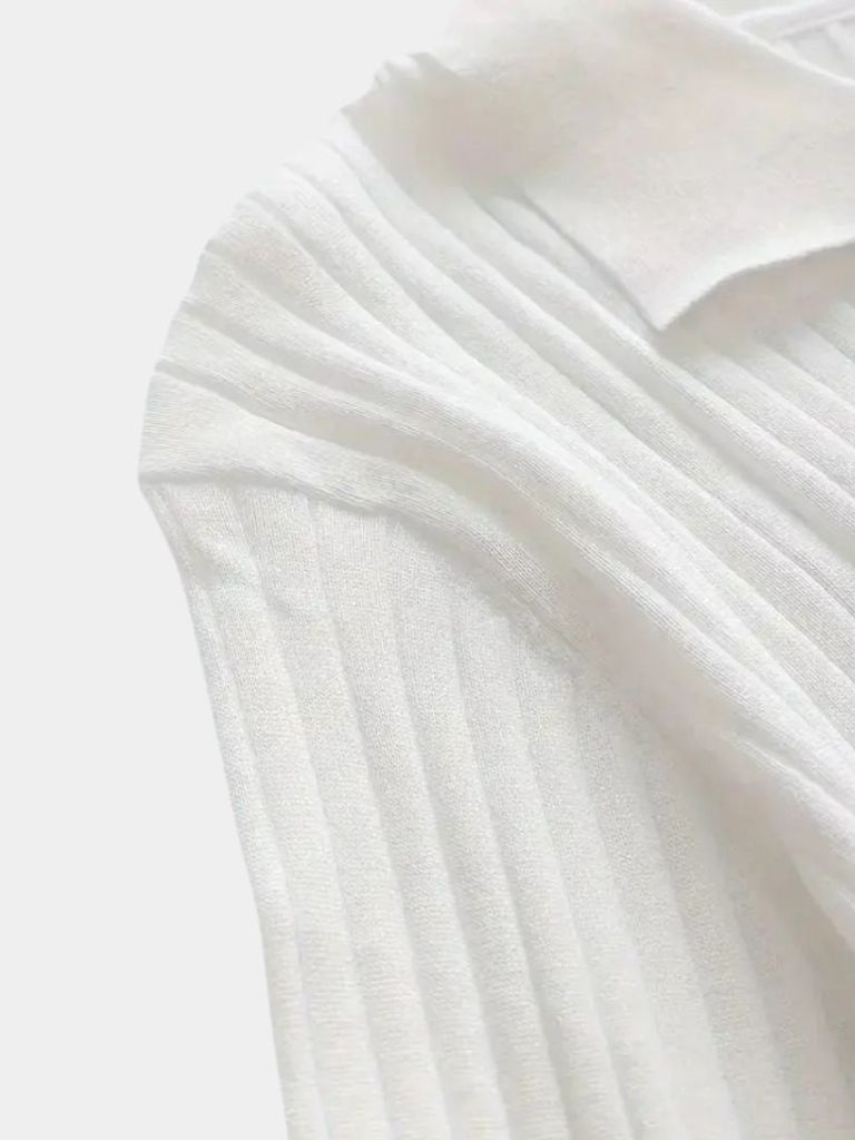 Elegant Open Collar Long Sleeve Polo - Casa  Laro CASA LARO
