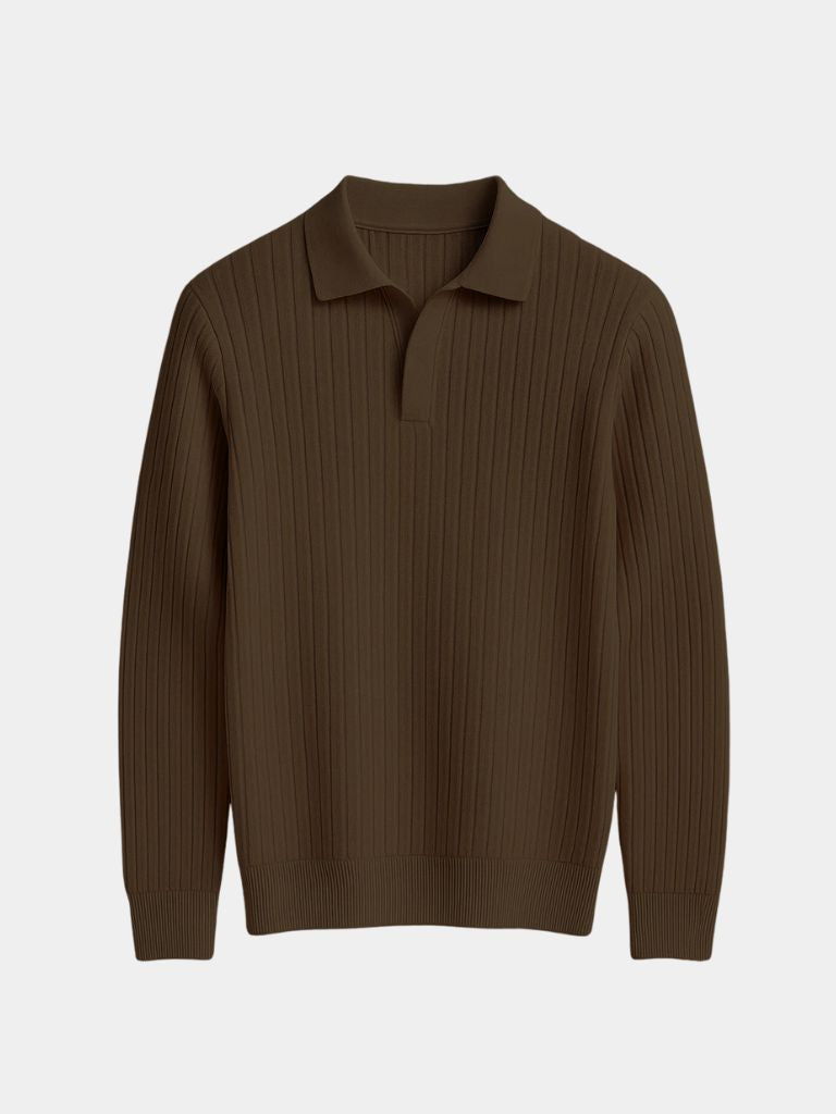 Elegant Open Collar Long Sleeve Polo - Casa  Laro CASA LARO