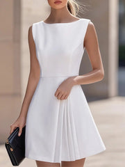 Elegant Pleated A-Line Party Skater - Mini Dress CASA LARO