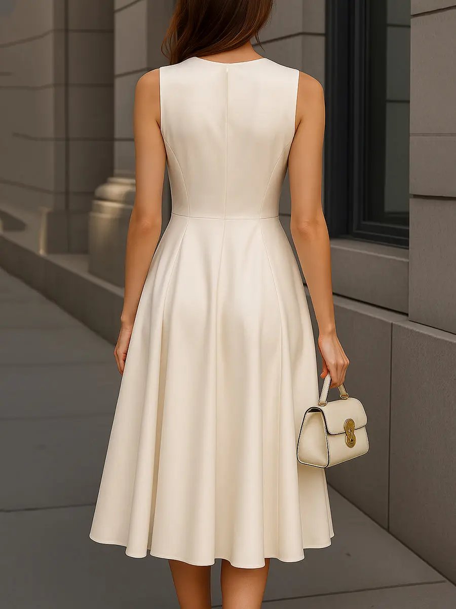 Elegant Sleeveless A-Line Silhouette - Midi Dress CASA LARO