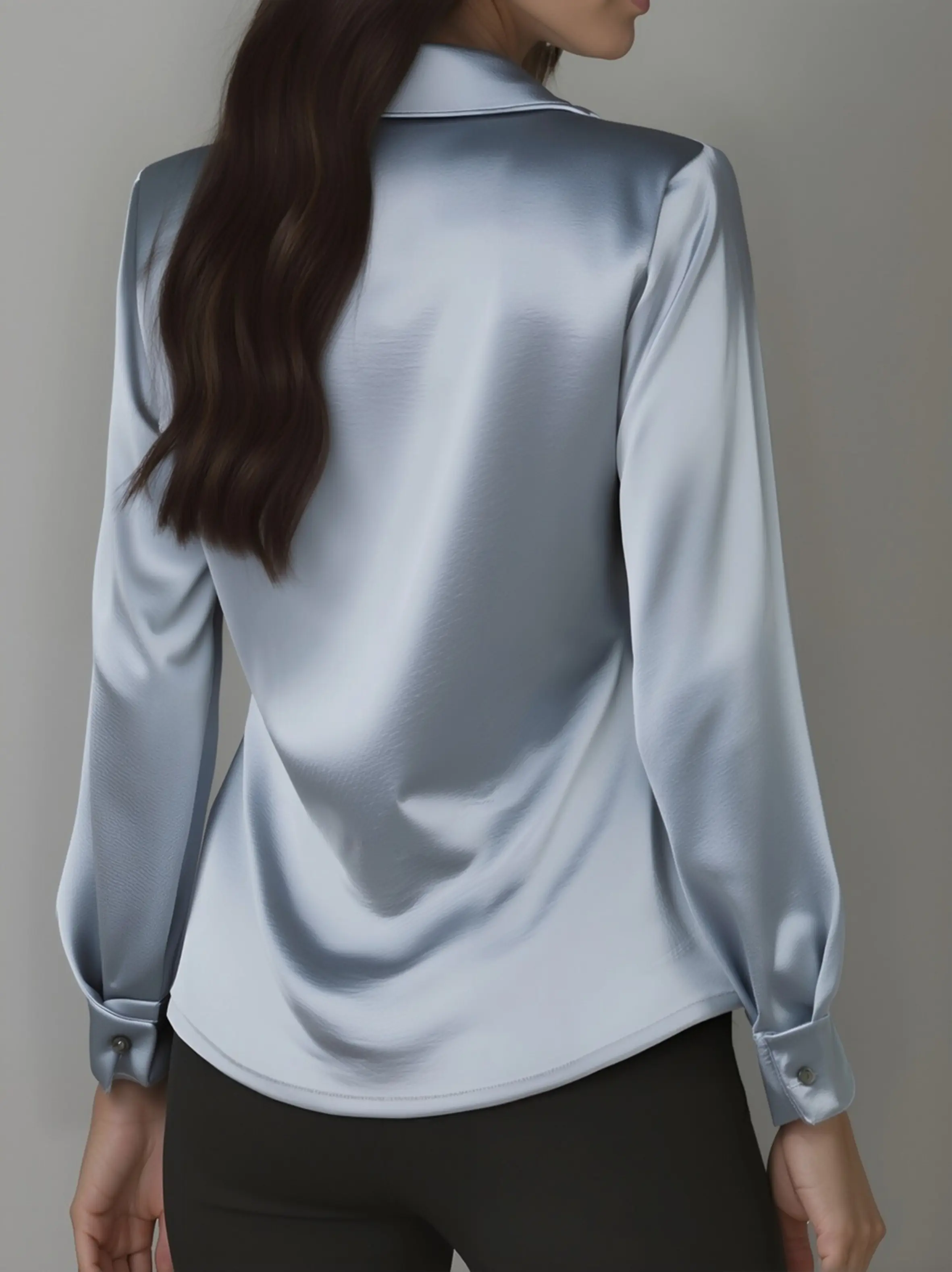 Elegant White Satin Draped Neckline - Women's Blouse CASA LARO