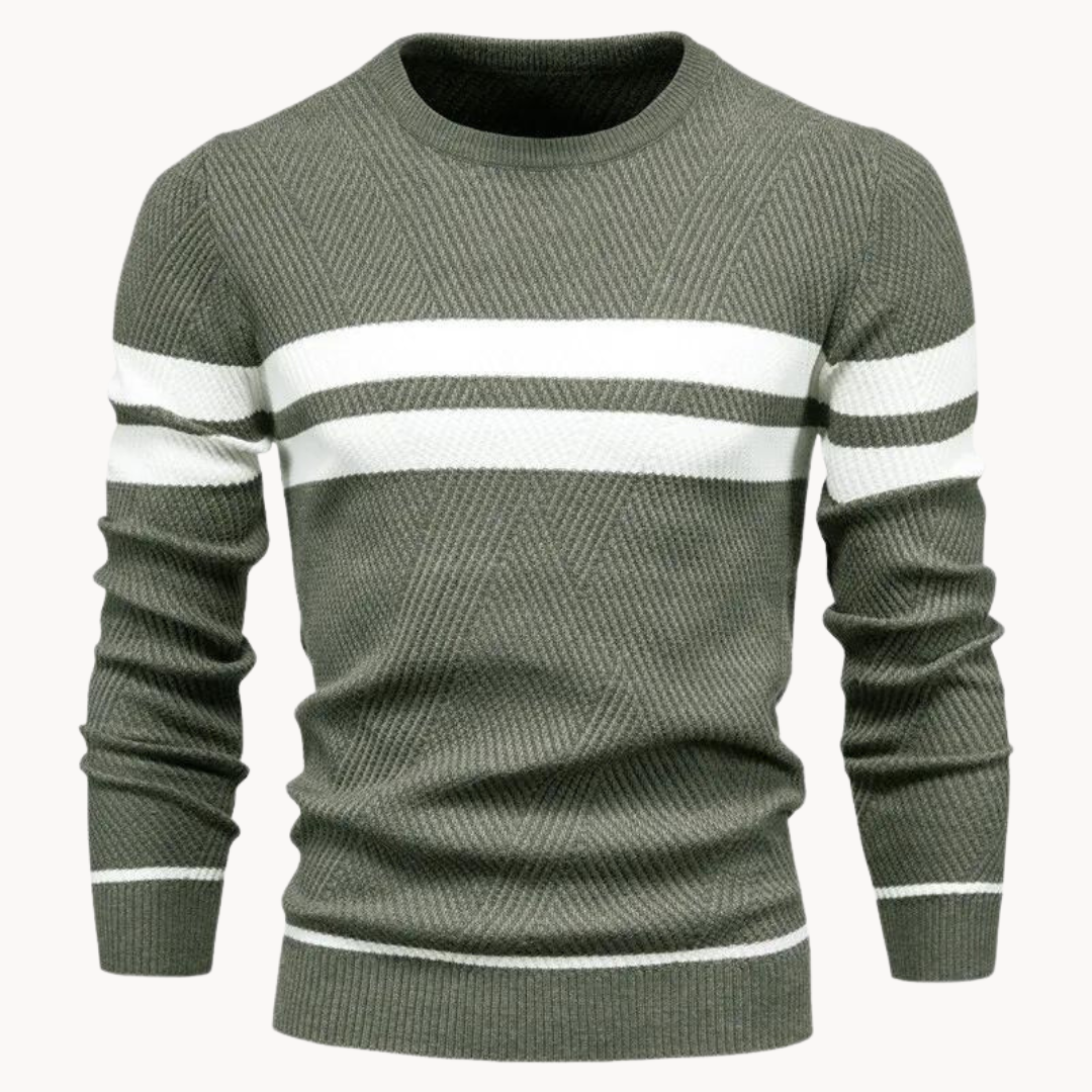 Striped Cotton Crewneck - Sweater