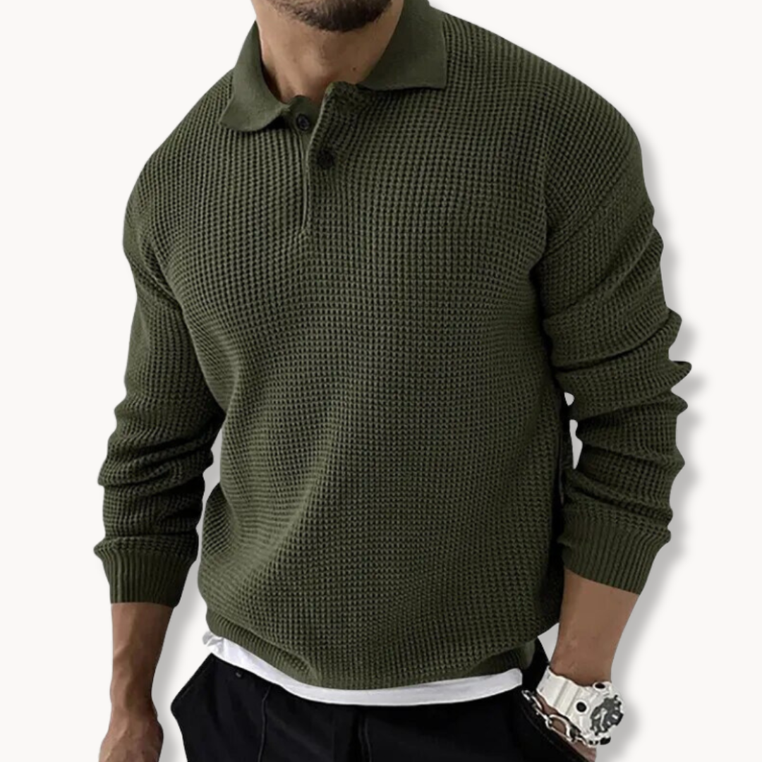 Waffle Knit Polo - Sweater