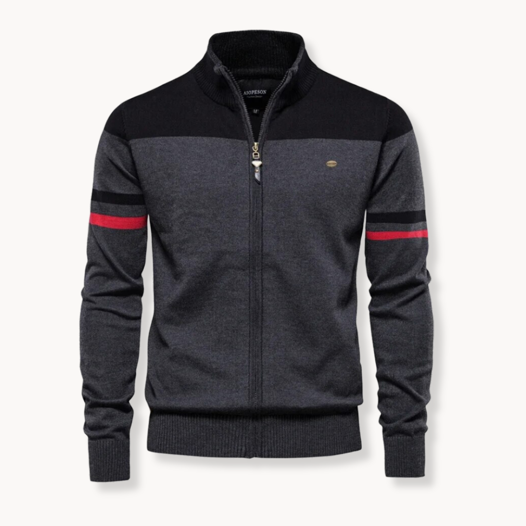Zip Front Ribbed Knit - Sweater