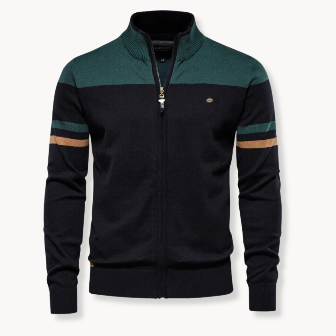 Zip Front Ribbed Knit - Sweater