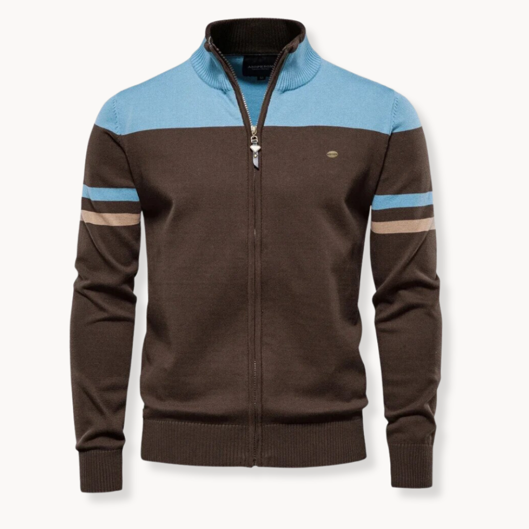 Zip Front Ribbed Knit - Sweater