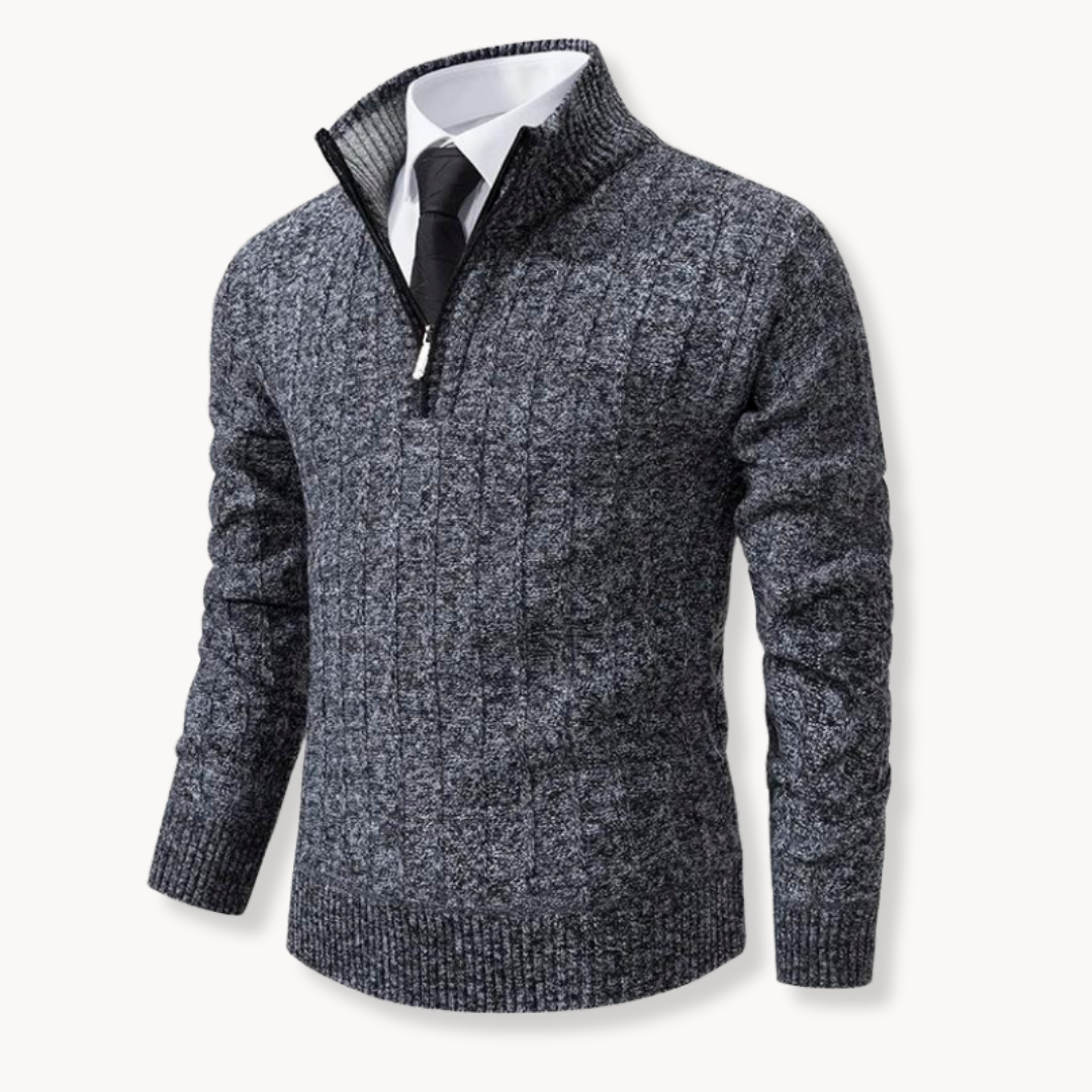 Ribbed Knit Quarter-Zip - Sweater