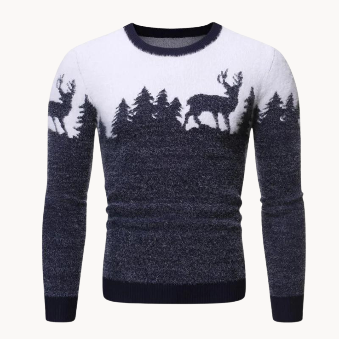 Elk Motif Knit - Sweater