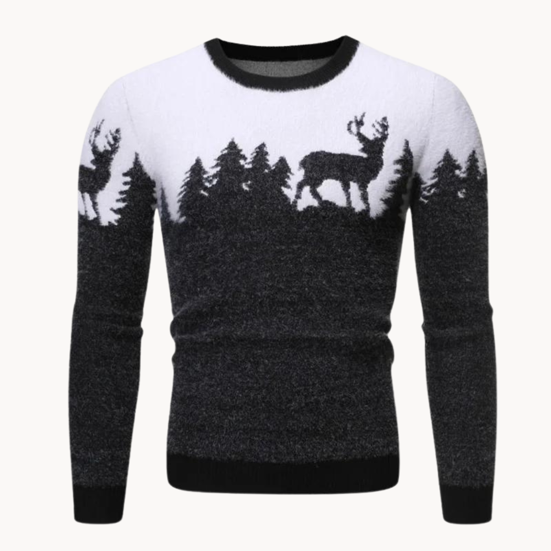 Elk Motif Knit - Sweater