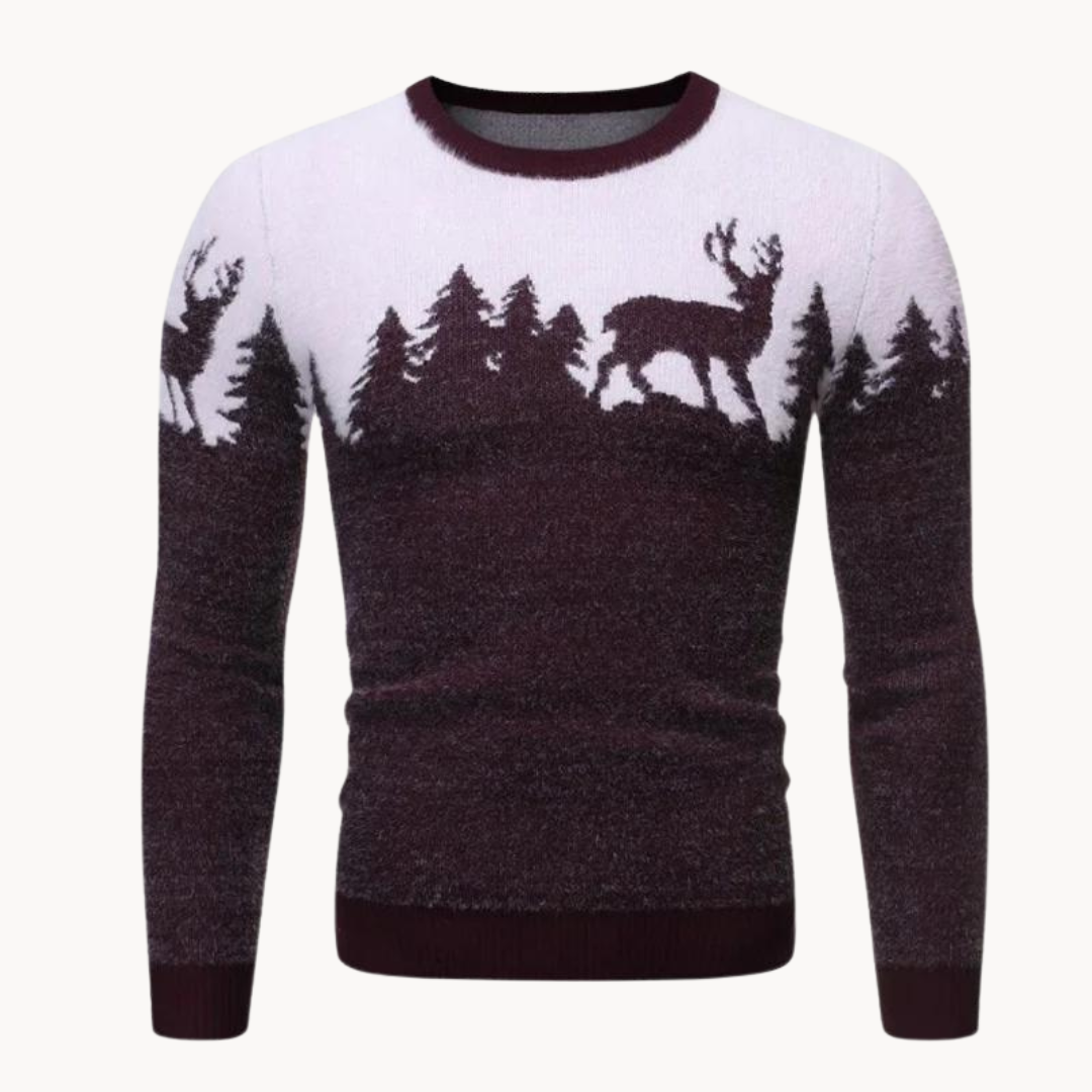 Elk Motif Knit - Sweater