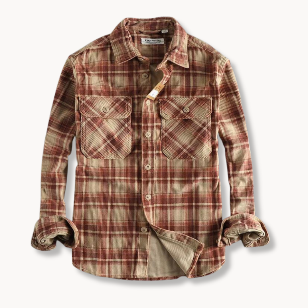 Retro Plaid Corduroy - Flannel Shirt