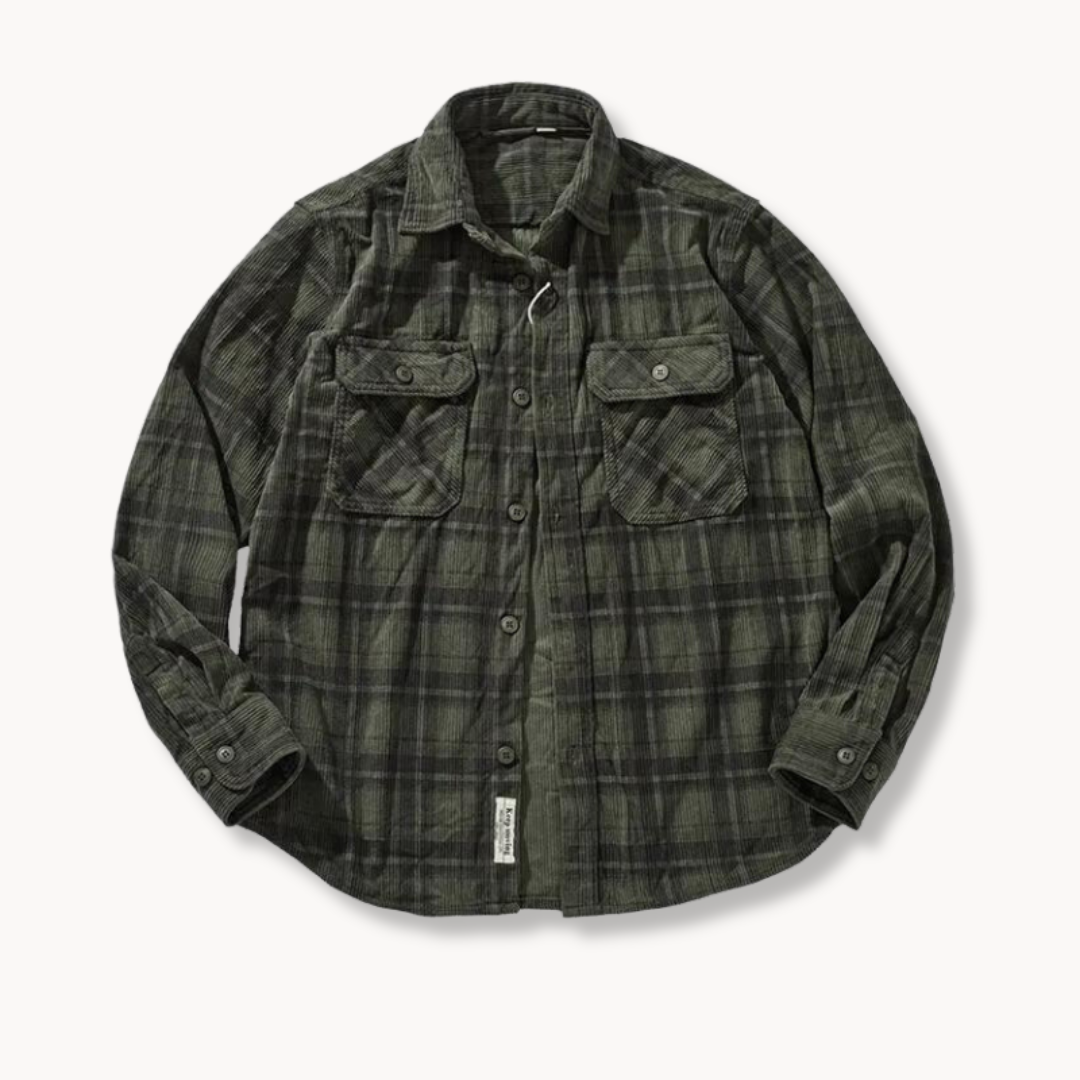Retro Plaid Corduroy - Flannel Shirt