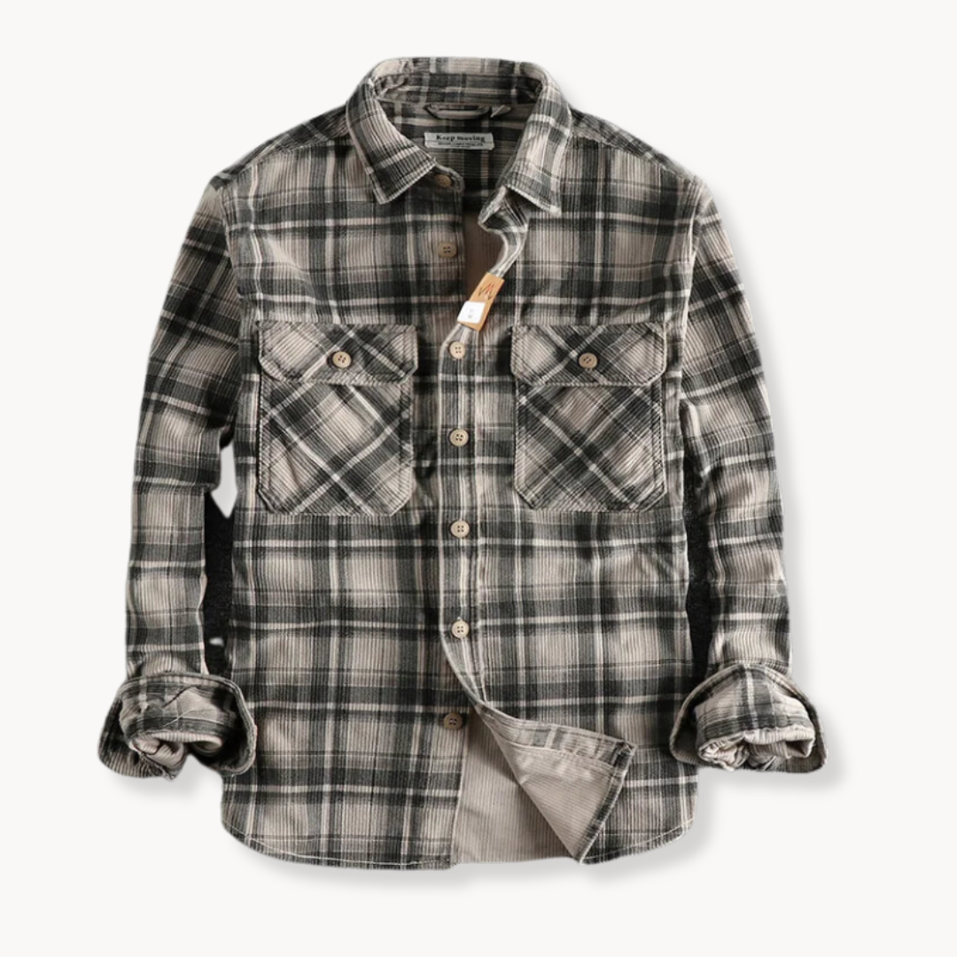 Retro Plaid Corduroy - Flannel Shirt