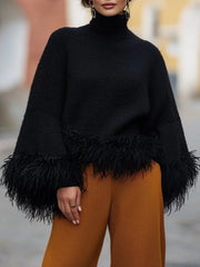 Feather-Trim Turtleneck Knit - Sweater CASA LARO