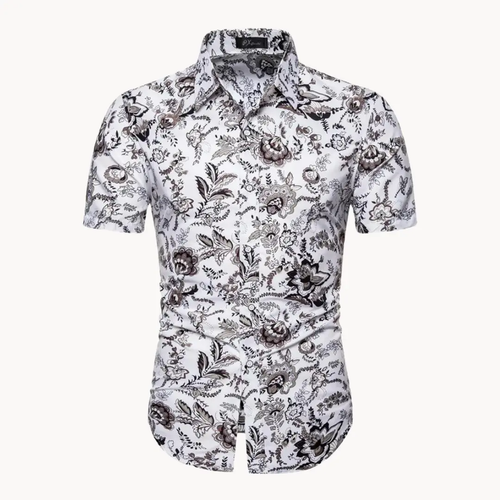 Floral Print Short Sleeve - Polo Shirt CAAYWORLD
