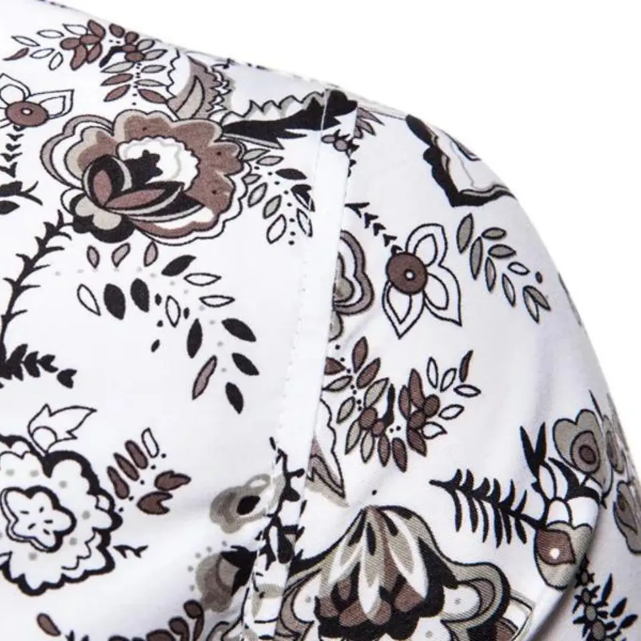 Floral Print Short Sleeve - Polo Shirt CAAYWORLD