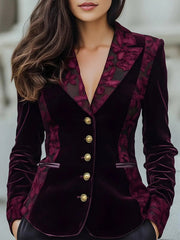 Floral Velvet with Sheer Jacquard Panels - Blazer CASA LARO