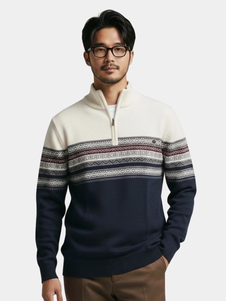 Half Zip Knit Pullover Sweater - Casa  Laro CASA LARO