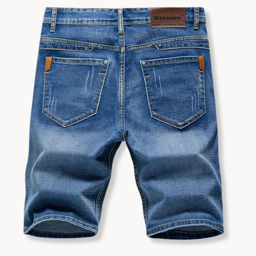 High-Rise Light Wash Frayed Hem - Denim Shorts CAAYWORLD MEN