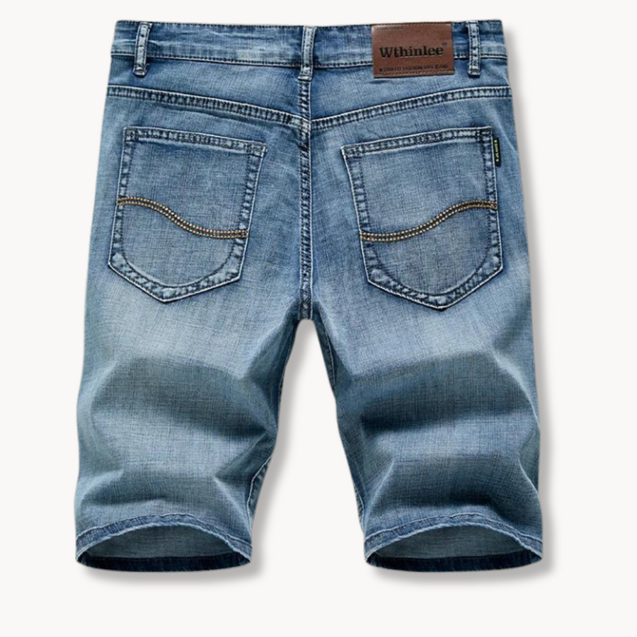 High-Rise Light Wash Frayed Hem - Denim Shorts CAAYWORLD MEN