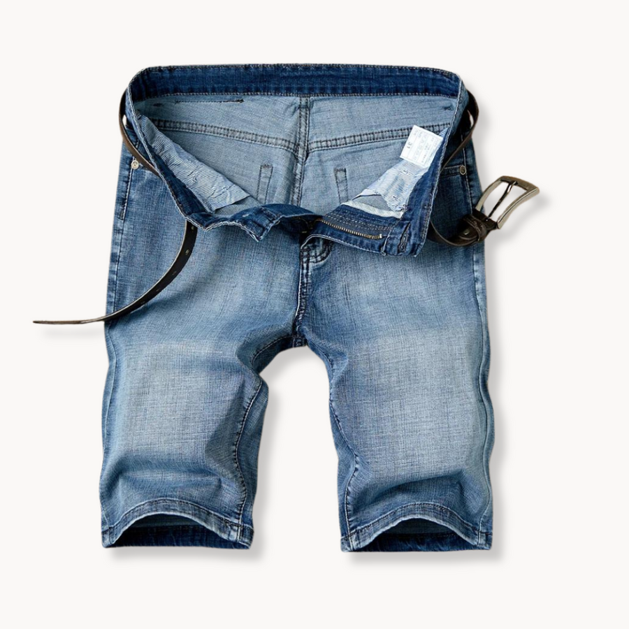High-Rise Light Wash Frayed Hem - Denim Shorts CAAYWORLD MEN