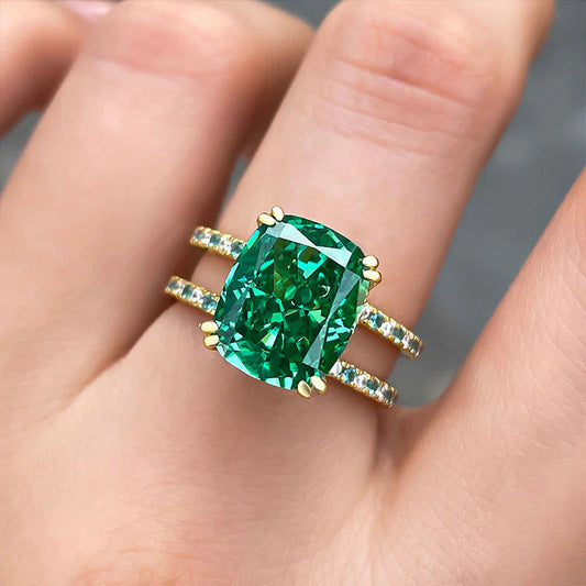 Paraiba Tourmaline Double Hollow Band Engagement Ring In Sterling Silver Shineofdiamond