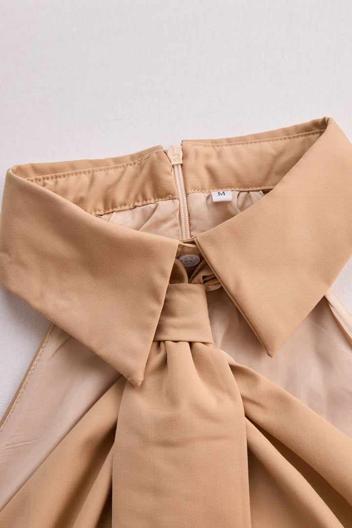 Stylish Sleeveless Halter Blouse with Neck Tie Detail HWT